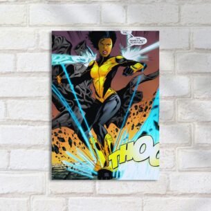 Quadro Decorativo Heroina Poder Negro Amarelo