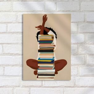 Quadro Decorativo Pessoa Com Pilha Livros