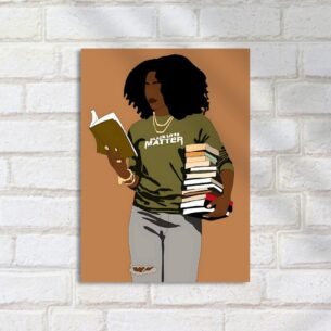 Quadro Decorativo Mulher Lendo Com Livros