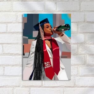 Quadro Decorativo Mulher Formada Bebendo Champanhe