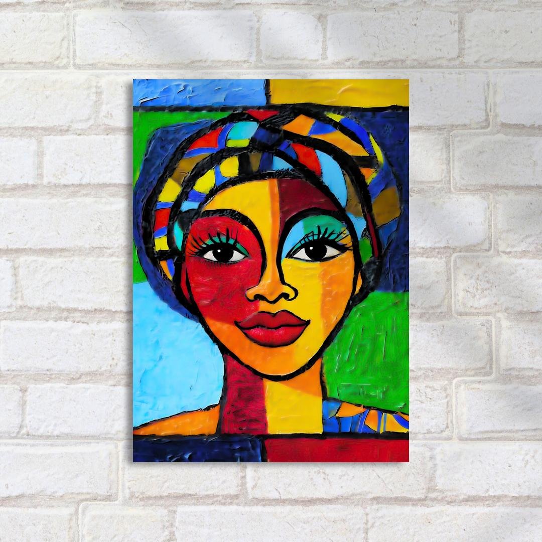 Quadro Decorativo Retrato Colorido Mulher