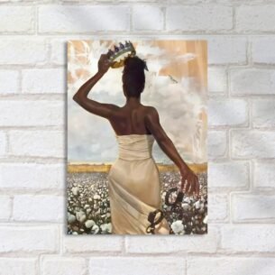 Quadro Decorativo Mulher Coroa Campo Algodao