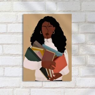 Quadro Decorativo Mulher Segurando Livros
