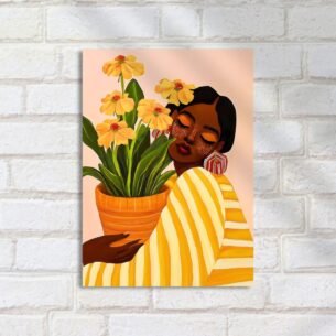 Quadro Decorativo Mulher Com Flores