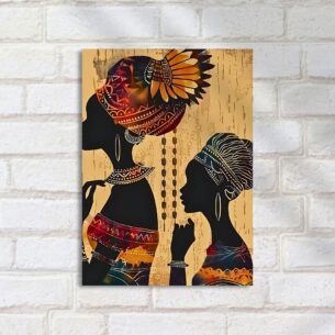 Quadro Decorativo Africanas Silhuetas Coloridas