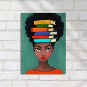 Quadro Decorativo Mulher Cabelos Livros