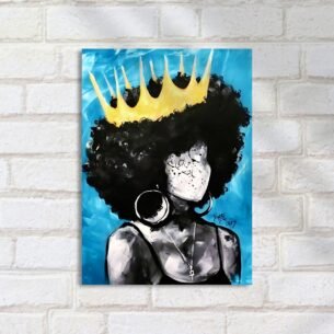 Quadro Decorativo Mulher Afro Coroa Arte