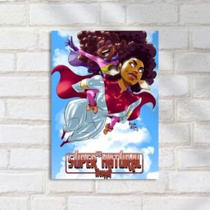 Quadro Decorativo Heroina Voando Com Crianca