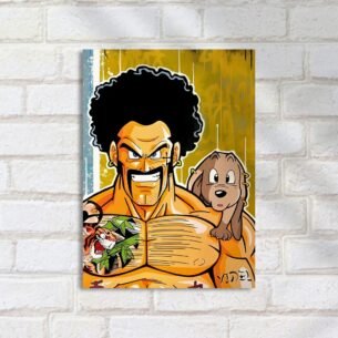 Quadro Decorativo Guerreiro Afro Cachorro Sorrindo