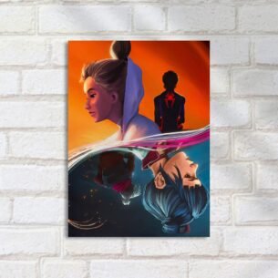 Quadro Decorativo Menina Cabelo Colorido Aranha