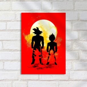 Quadro Decorativo Goku Vegeta Silhueta Lua
