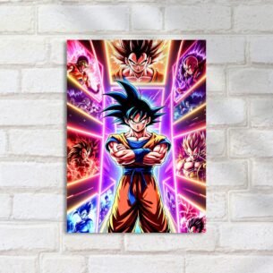 Quadro Decorativo Goku Combate Multicolorido