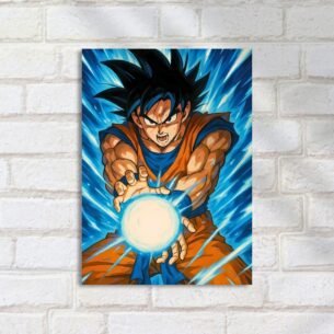 Quadro Decorativo Goku Kamehameha Energia Azul