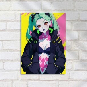Quadro Decorativo Garota Cabelo Verde Anime
