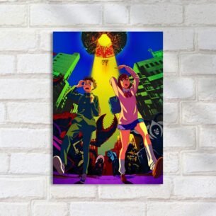 Quadro Decorativo Estudantes Alienigena Vaca Abduzida