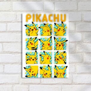 Quadro Decorativo Pikachu Diversas Expressoes