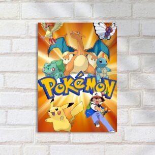 Quadro Decorativo Pokemon Pikachu Charizard Ash