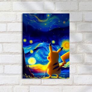 Quadro Decorativo Pikachu Noite Estrelada