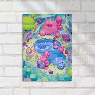 Quadro Decorativo Slimes Rosa Lago Floresta