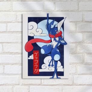 Quadro Decorativo Greninja Pose Lua Nuvens