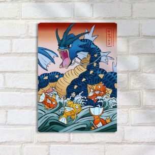 Quadro Decorativo Pokemon Gyarados Magykarp Mar
