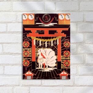 Quadro Decorativo Ninetales Templo Torii Japones