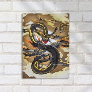Quadro Decorativo Rayquaza Dragao Fogo Celestial