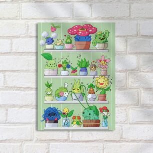 Quadro Decorativo Pokemons Plantas Prateleira