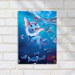 Quadro Decorativo Vaporeon Feliz Oceano Pokemon