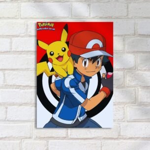 Quadro Decorativo Ash Pikachu Pokemon Pose
