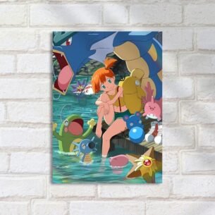 Quadro Decorativo Misty E Pokemon Na Agua