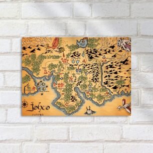 Quadro Decorativo Johto Mapa Pokemon Arte