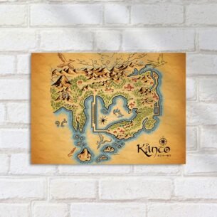 Quadro Decorativo Mapa Ilha Fantasia Antigo