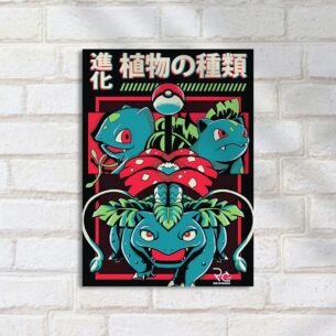 Quadro Decorativo Bulbasaur Ivysaur Venusaur Evolucao