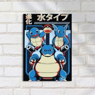 Quadro Decorativo Squirtle Wartortle Blastoise Evolucao