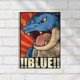 Quadro Decorativo Blastoise Poster Blue Arte