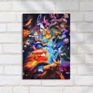 Quadro Decorativo Pokemon Lendarios Batalha Dinamica