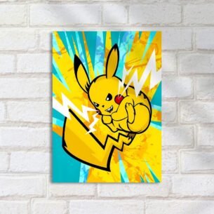 Quadro Decorativo Pikachu Raio Ataque Arte