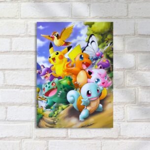 Quadro Decorativo Pokemon Grupo Floresta Corrida
