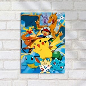 Quadro Decorativo Pikachu Charizard Ash Pokemons