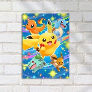 Quadro Decorativo Pikachu E Amigos Felizes