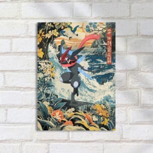 Quadro Decorativo Greninja Pintura Estilo Japones
