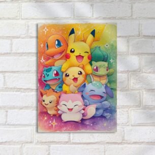 Quadro Decorativo Pokemon Felizes Juntos