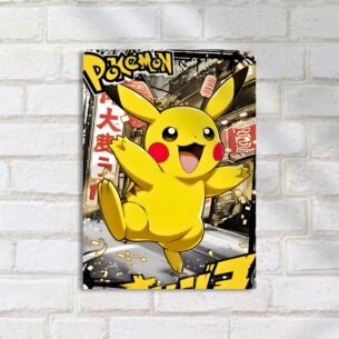 Quadro Decorativo Pikachu Feliz Cidade