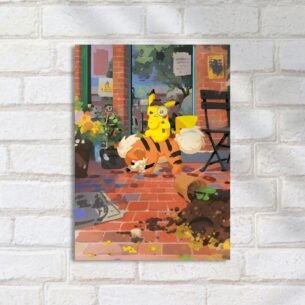 Quadro Decorativo Pikachu Detetive Growlithe