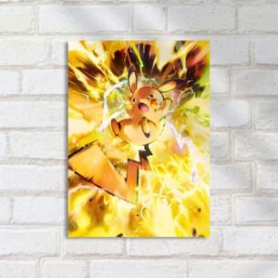 Quadro Decorativo Pikachu Raio Energia Explosao