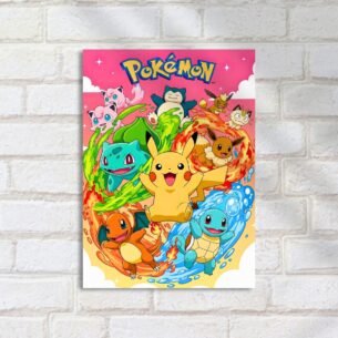 Quadro Decorativo Pokemons Grupo Happy क ल