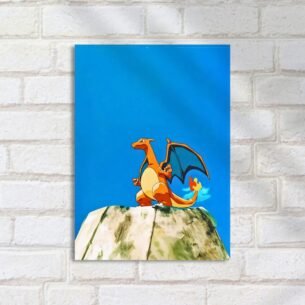 Quadro Decorativo Charizard Sobre Rocha