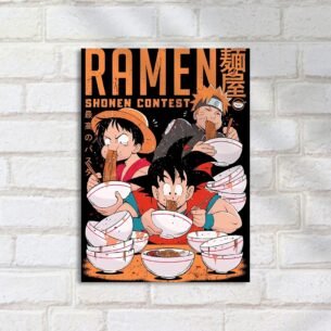 Quadro Decorativo Ramen Personagens Anime Comendo