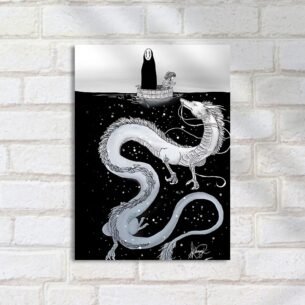 Quadro Decorativo No Face Chihiro Dragao Branco